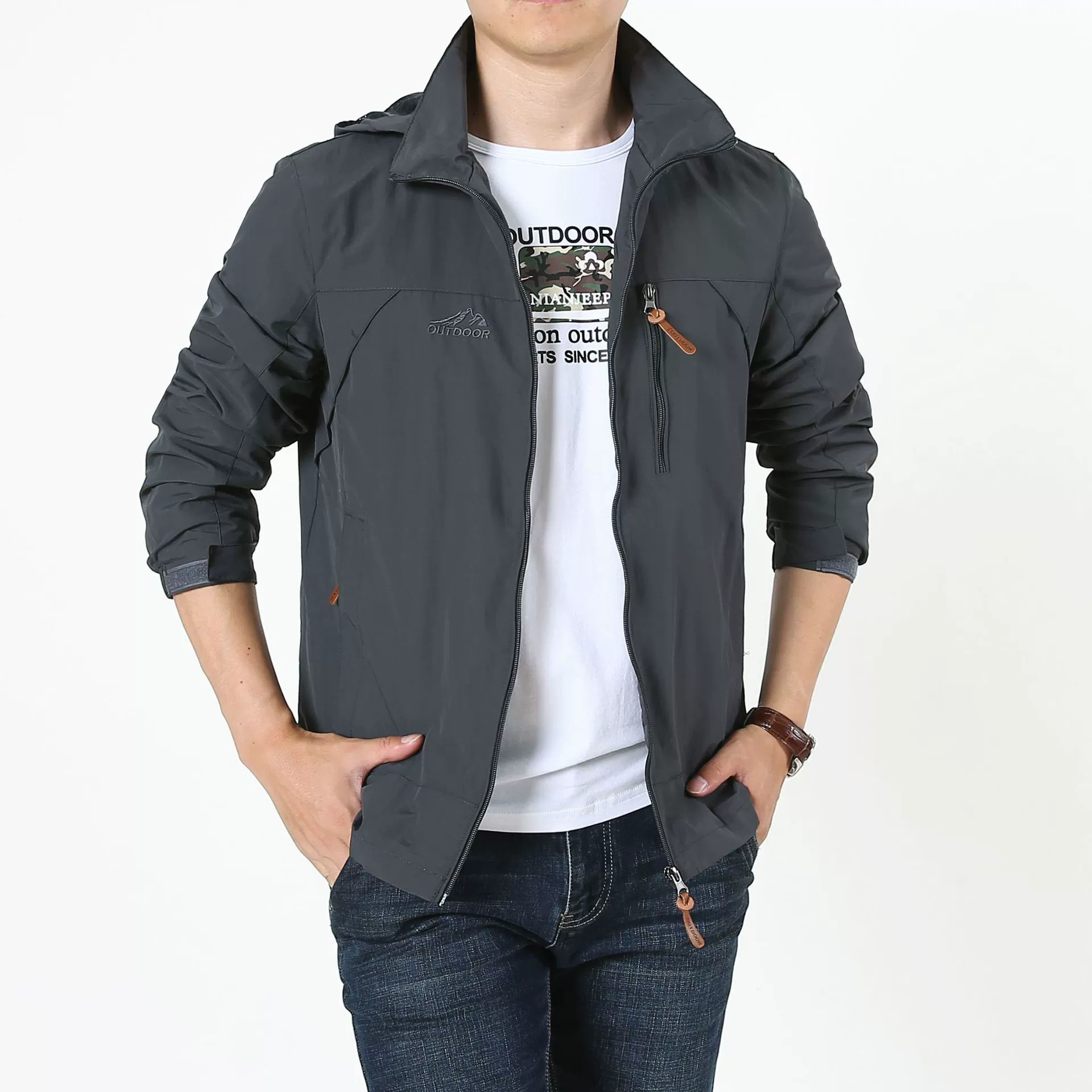 2019 весенне-осенняя куртка, Мужская Уличная Повседневная мужская тонкая одежда больших размеров с капюшоном для молодых мужчин