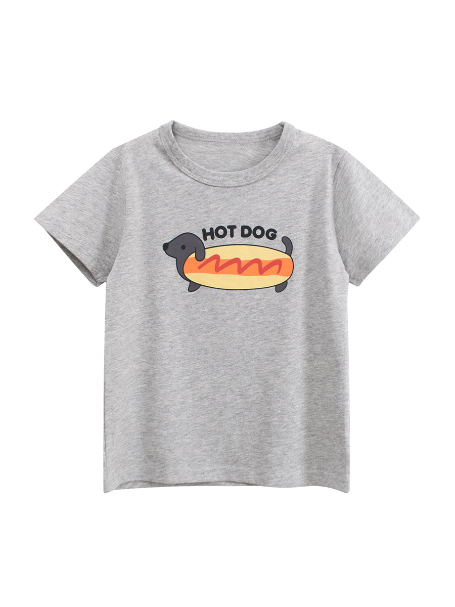 27kids ropa para niños camiseta de manga corta para niños verano algodón niño ropa de bebé impresión de media manga fuente de Douyin