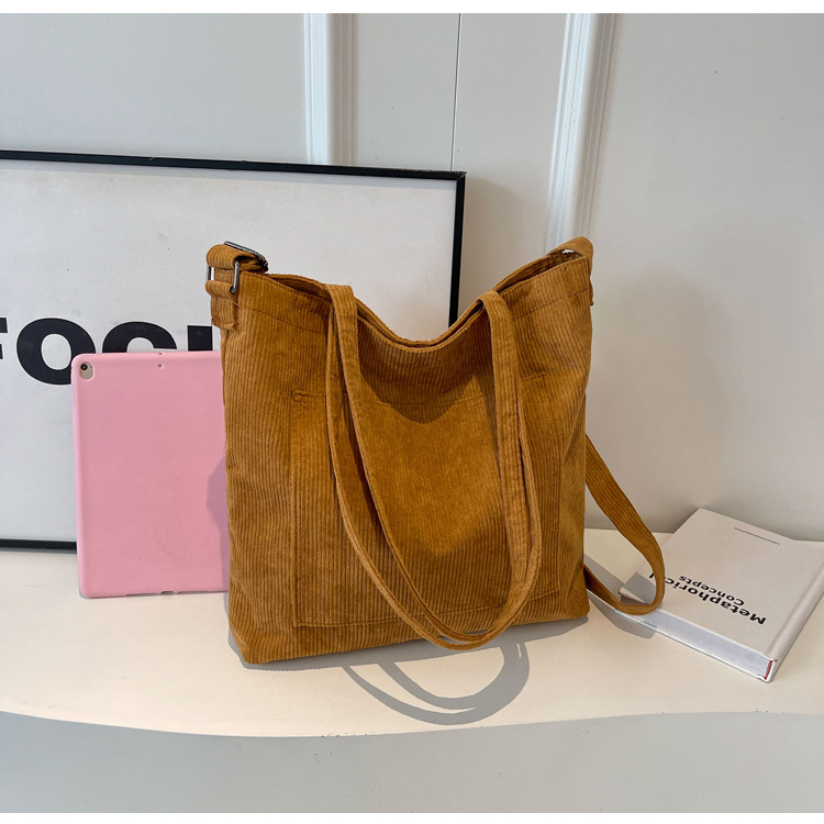 New Korean-style simple large-capacity handbag, casual corduroy single-shoulder bag, versatile travel light crossbody bag wholesale undefined