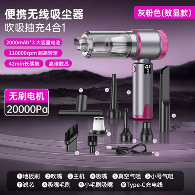 Handheld Small Vacuum Cleaner for – Tozsoranlar - 150-brushless-digital-display-blowersuction-device-20000pa2000mah3gray-pink