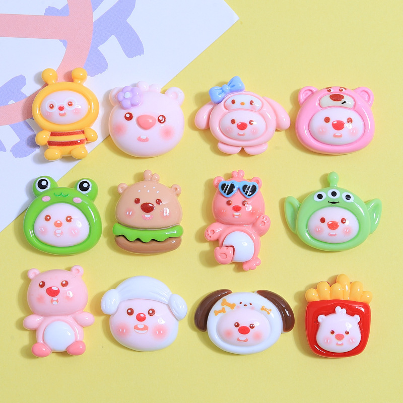 Cute pig costume Children's Fun handmade diy cream glue phone case headdress hairpin jewelry resin accessories wholesale