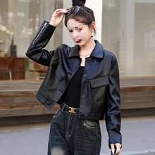 2025年春秋百搭新款显瘦时尚机车皮夹克洋气小个子皮衣外套女短款