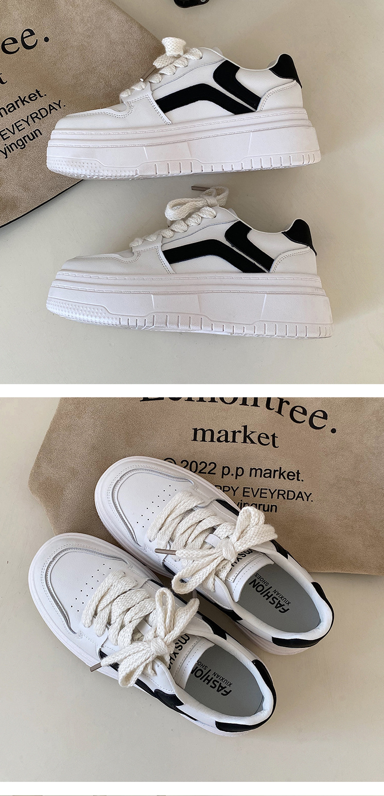 Queen Fan – chaussures de sport à semelles épaisses pour femmes, petites chaussures blanches, Style coréen, Cool Board, pour étudiantes, nouvelle collection automne/hiver 2022_voghion.com