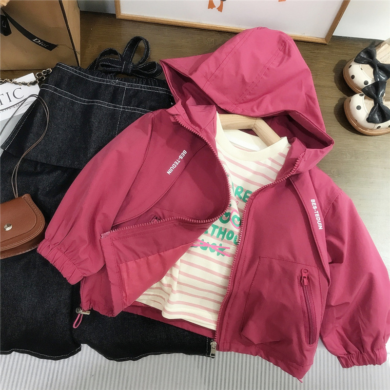 女童外套春秋新款儿童时髦中小童宽松冲锋衣洋气百搭女宝连帽外贸|undefined