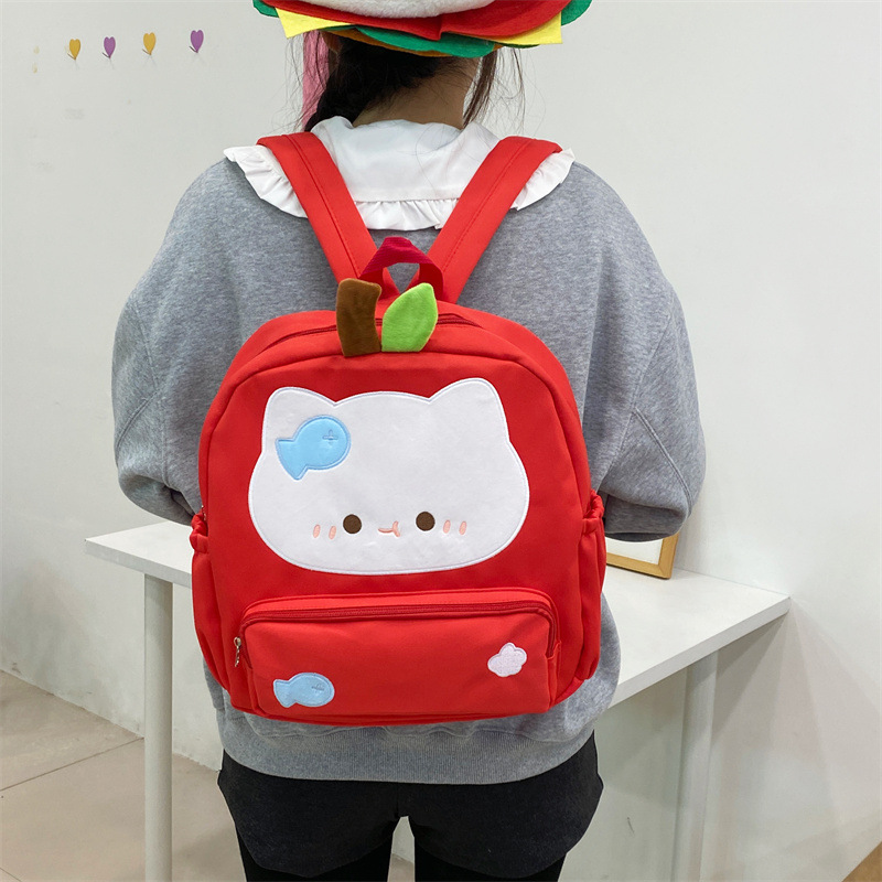 Original lindo gato de manzana mochila de dibujos animados estudiantes de viaje libro mochila de gran capacidad