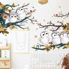 Scandinavian-style new owl tree sticker for children's room kindergarten decoration cross-border wall sticker self-adhesive