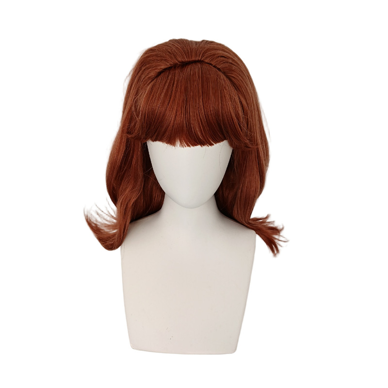 80s European and American retro brown medium-length curly wig, cosplay wig for women, Amazon cross-border, new 2026