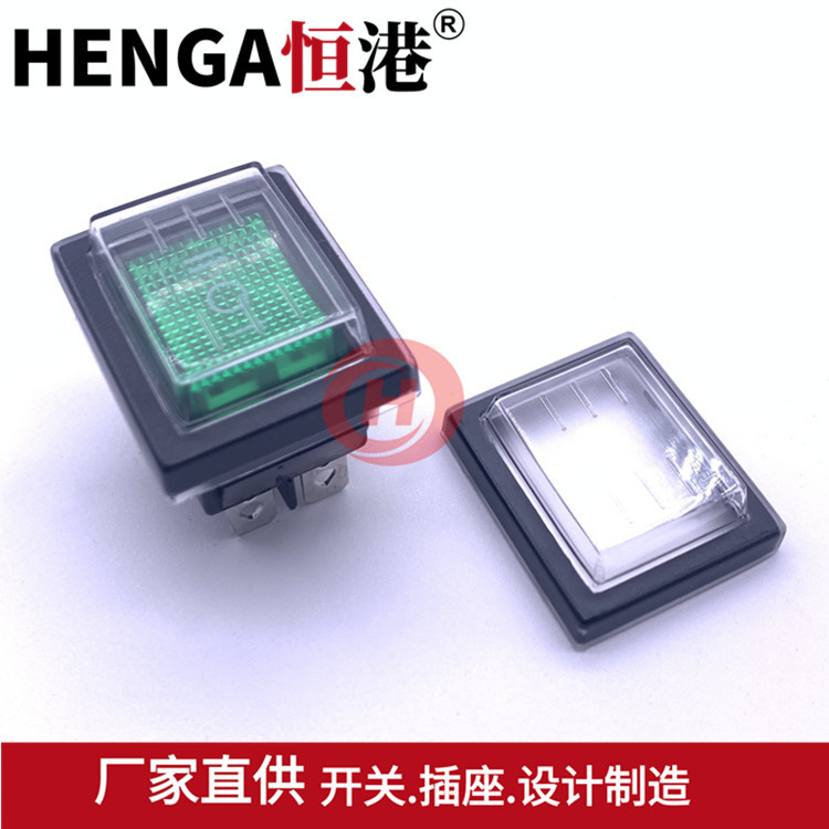 供应带防水帽船型开关KCD4带灯翘板开关25*31两档三档船形开关