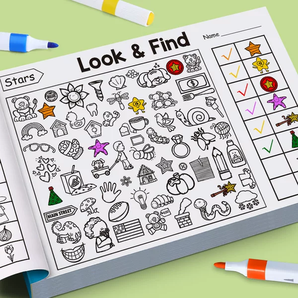 Cross-Border Look and Find Fun Find Games for Children's Observation and Concentration Enlightenment Coloring Book