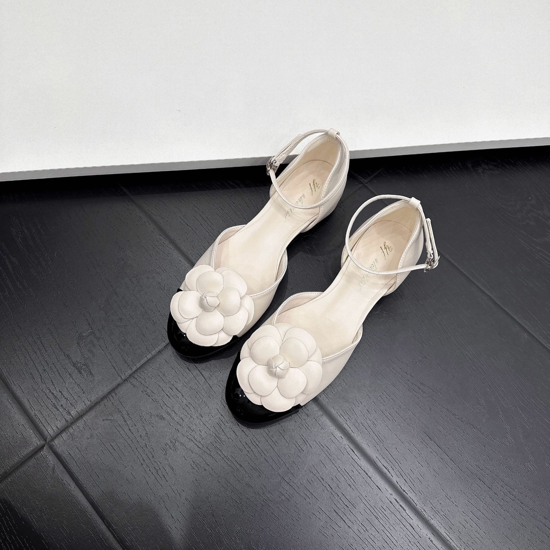 Sandalias Caladas con Flor para Mujer de 4 cm Microfibra Transpirables para Verano