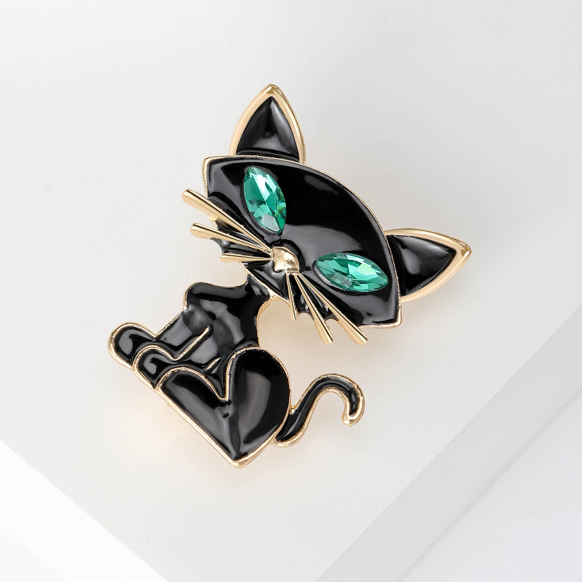 Enamel, Inlay Design Cute Pin Cat Alloy Enamel Inlay Glass Women's Brooches