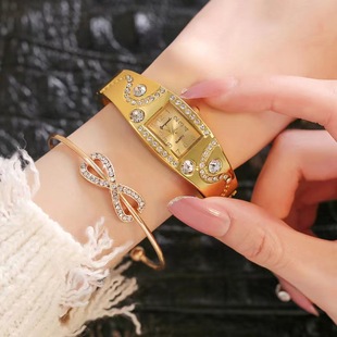 Gold bracelet watch women's watch fashionable elegant women's watch alloy steel belt with Diamond in stock European and American women's cross-border watch