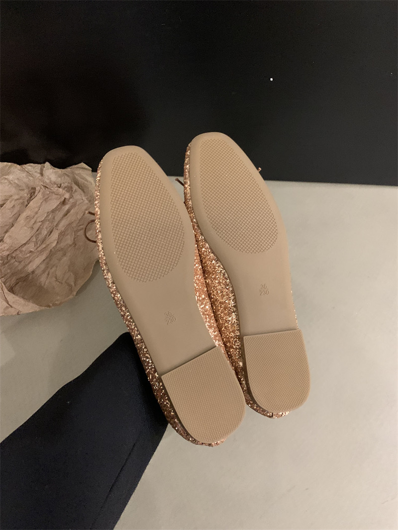 2024 frühling Herbst Neue Feine Funkelnden Stil Flache sohle Einzel für und Damen Bogen Flach Mund Ballett Tanz Schuhe_voghion.com