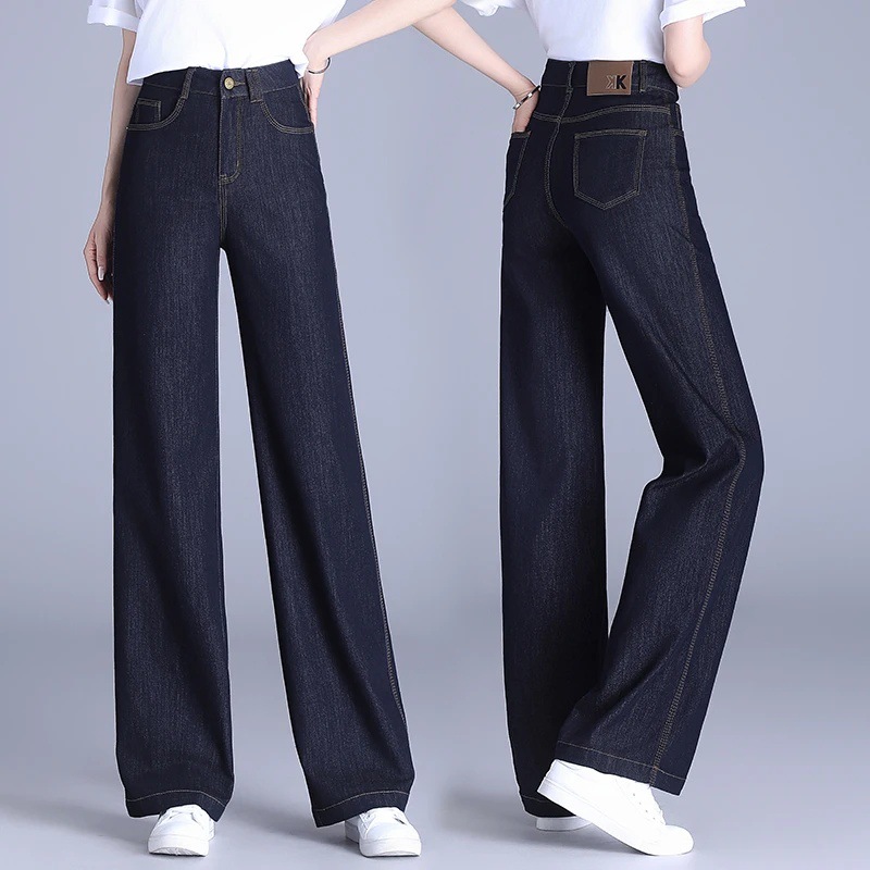 Autumn Narrow Wide Leg Jeans Women's 2025 New Summer Thin Denim Blue High Waist Slimming Drape Straight-Leg Pants