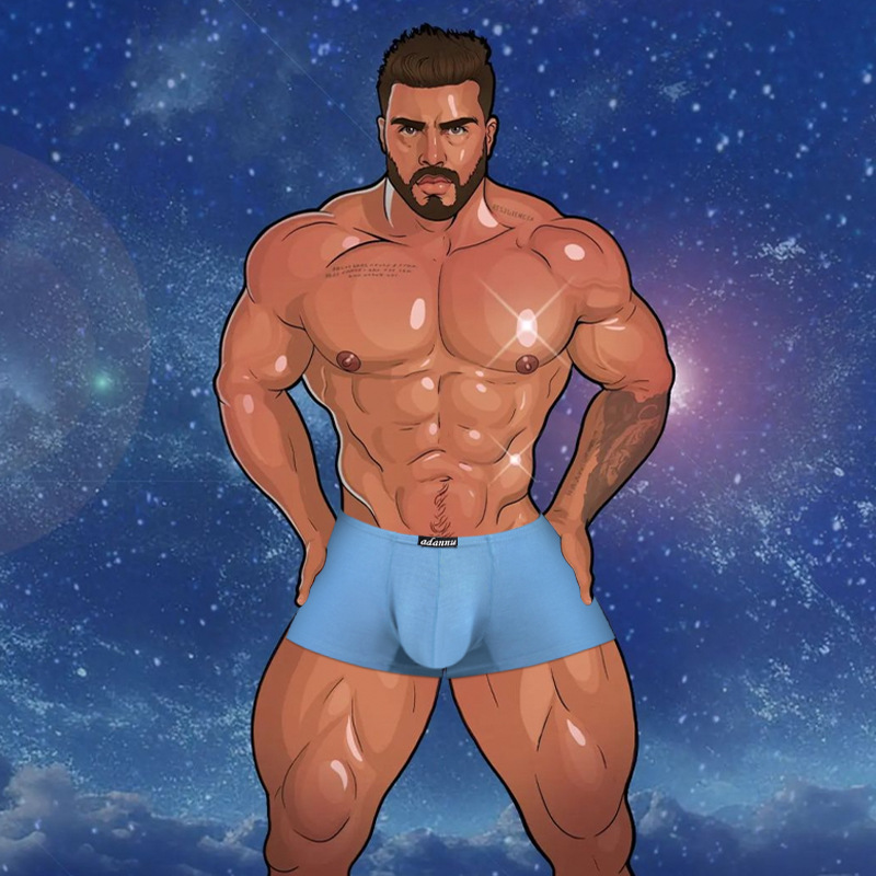 【動漫系列】temu新款窄邊腰帶全新款式男士莫代爾四角內褲AD741