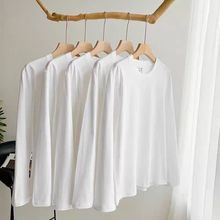 重磅纯棉长袖男女T恤打底衫宽松内百搭上衣春秋冬2025款批发200G