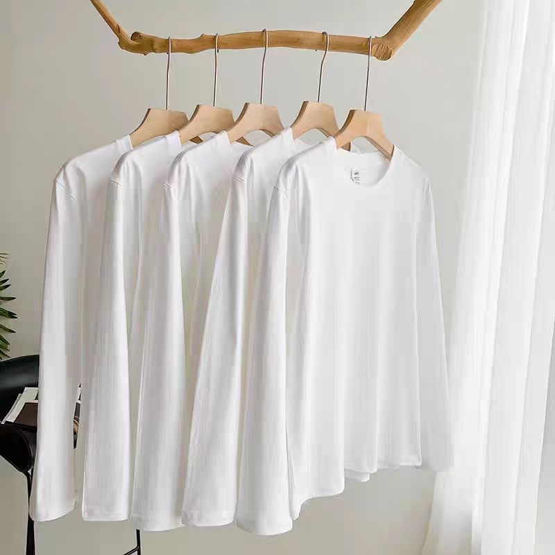 重磅纯棉长袖男女T恤打底衫宽松内百搭上衣春秋冬2025款批发200G