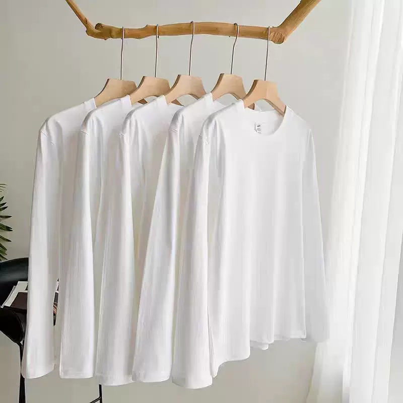 重磅纯棉长袖男女T恤打底衫宽松内百搭上衣春秋冬2025款批发200G