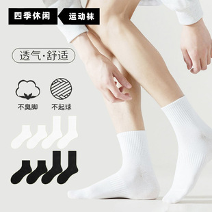 Socks Men's Mid-length Stockings Autumn and Winter Pure Cotton 2025 New Explosions Antibacterial Black and White Sports Spring and Autumn Men's Stockings