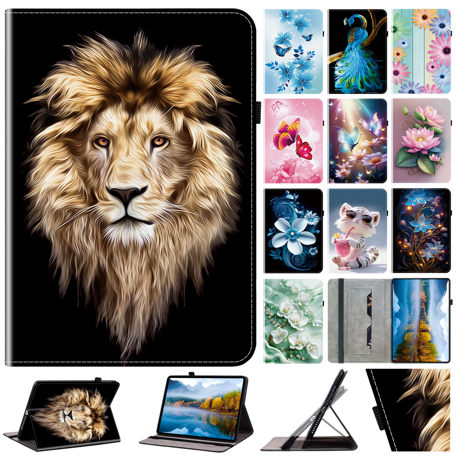 For iPad Air 11 2025 Protective Case Mini7 Cartoon Animal Flower Stent Anti-drop Case