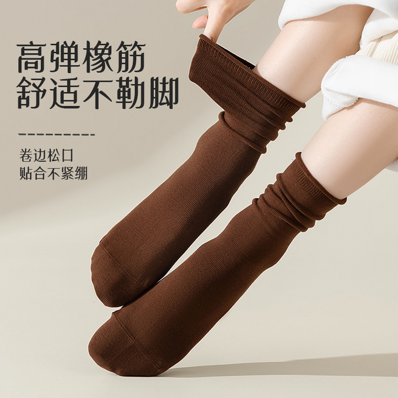 Calcetines de pila de algodón sin hueso para mujeres, calcetines sueltas, primavera y otoño, nuevos calcetines de algodón blanco al por mayor