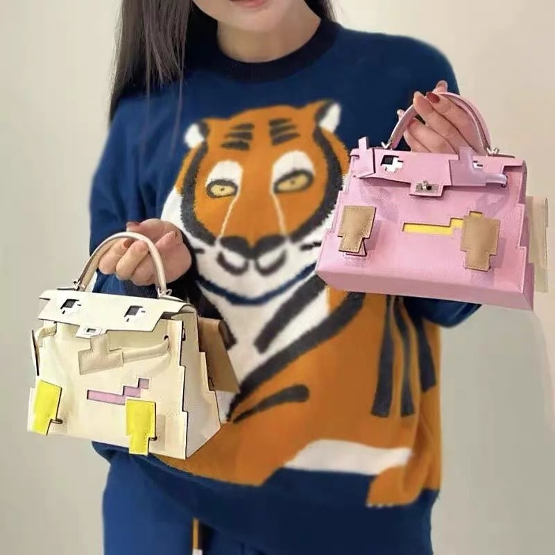 马赛克凯莉小怪兽包斜挎包甜美撞色马赛克怪兽包2025夏新款斜挎包