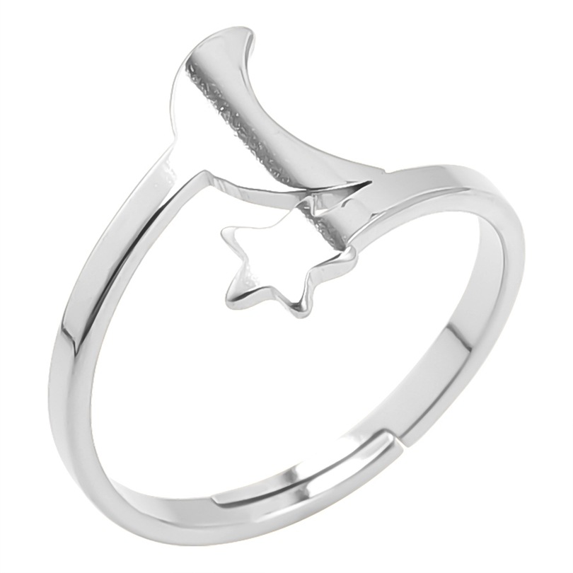 Wholesale Casual Star Moon Stainless Steel Open Ring display picture 5