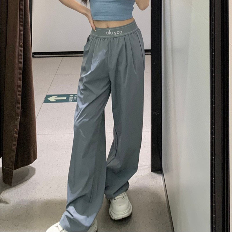 Alosco Yoga Pants Suit Loose Straight-Leg Pants High-Waisted Casual Sports Wide-Leg Pants Tennis Pants