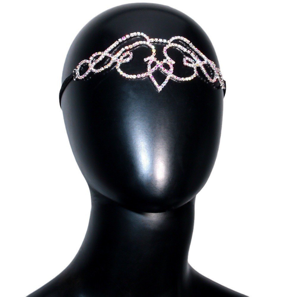 Cruz-frontera nuevo rhinestone tocado estilo bohemio cuerda elástica diamante completo frente joyería mujer headwear