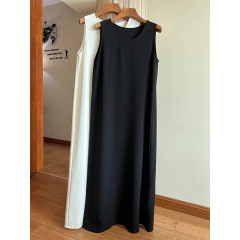 深セン 025 新しい南洋婦人服ヨーロッパハイエンドフランス A ラインアセテートノースリーブベストロングドレス女性のための