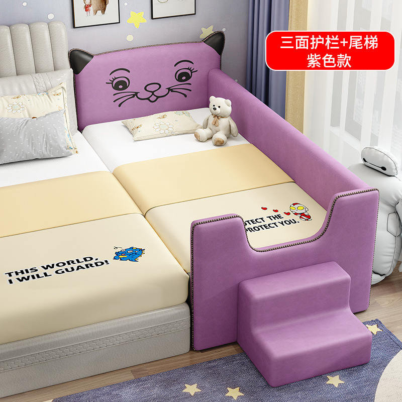 Cama ampliada para niños cama de empalme cama grande cama ampliada para bebés cama de empalme con barandilla de madera maciza cama de lado de la cama única cama cama para niños