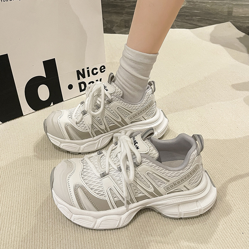 网面透气潮流厚底老爹鞋女2025夏季新款舒适小众设计街头风运动鞋|undefined