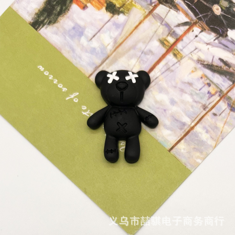 Cute cartoon tie bear resin jewelry accessories DIY mobile phone shell dripper hair jewelry