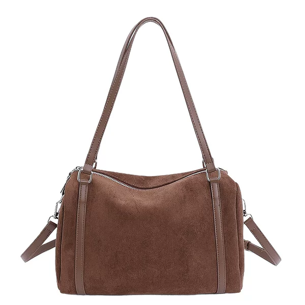 Retro-style new plush crossbody bag, new 2026 design, high-quality single-shoulder bag, commuter bag, suede, versatile, large capacity, women's style