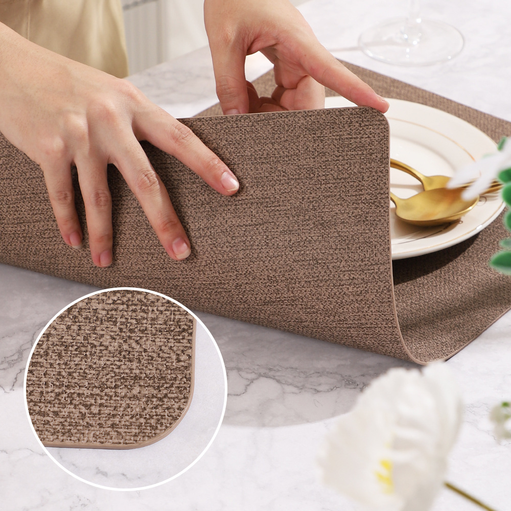 Cuero de PVC imitación tela almohadilla de aislamiento térmico almohadilla de protección de mesa de comedor almohadilla de mesa de comedor almohadilla de platos aislamiento térmico resistente a altas temperaturas cubiertos