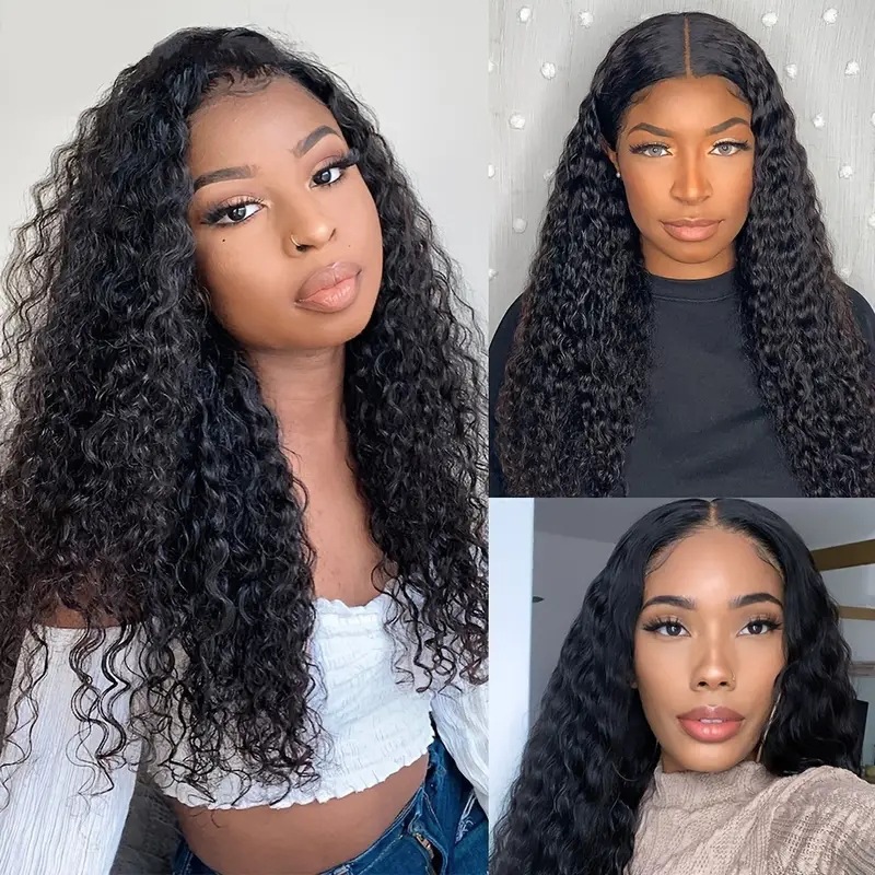 Damen Lace Front Perücke Lang Wellig Kunsthaar Mit Ansatz_voghion.com