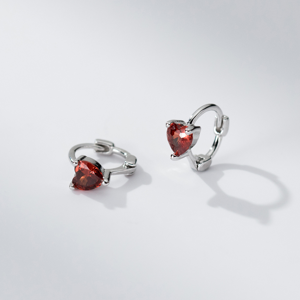 Daily, Street Occasion 1 Pair 925 Sterling Silver 925 Sterling Silver Earrings Heart Shape Earrings