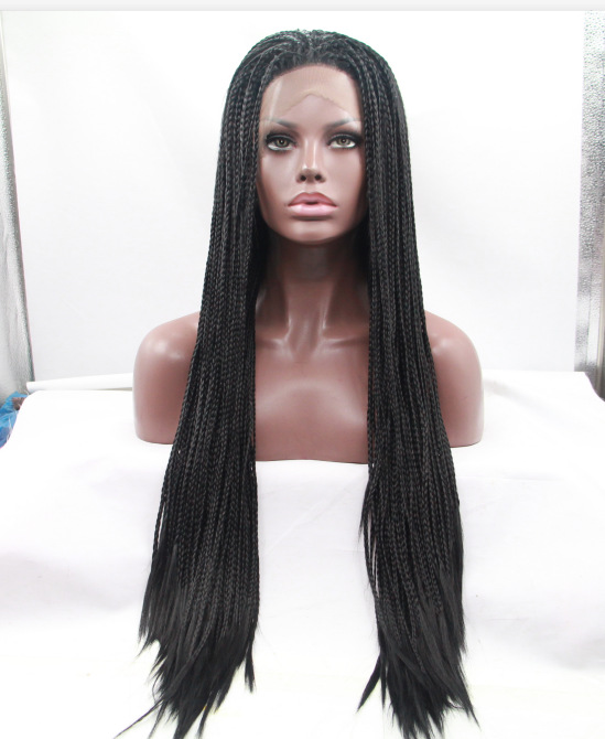 Funda de peluca de seda de alta temperatura de fibra química, estilo de moda europeo y americano, cabello largo y rizado negro, peluca de encaje frontal LW0247