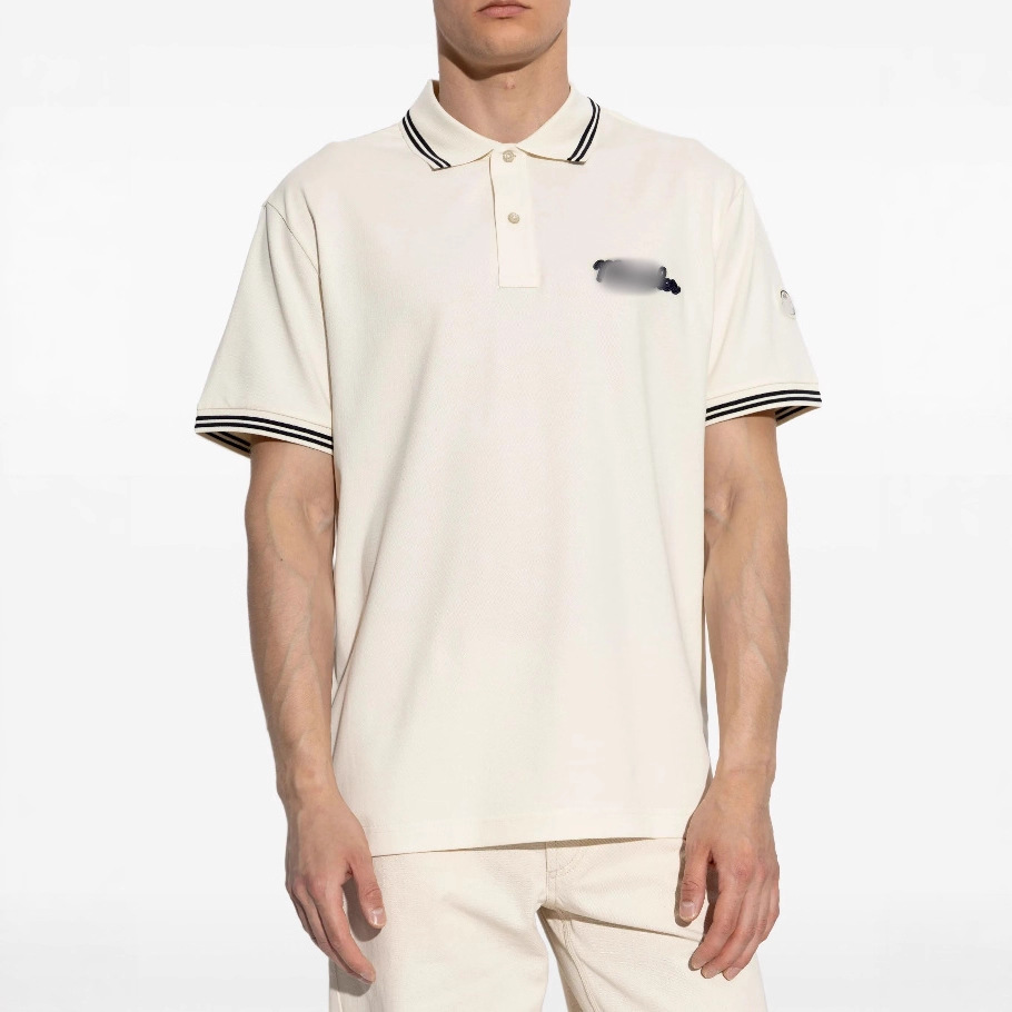 SS25 nueva estación europea de verano de hombre con solapa de algodón de perla de manga corta polo de moda