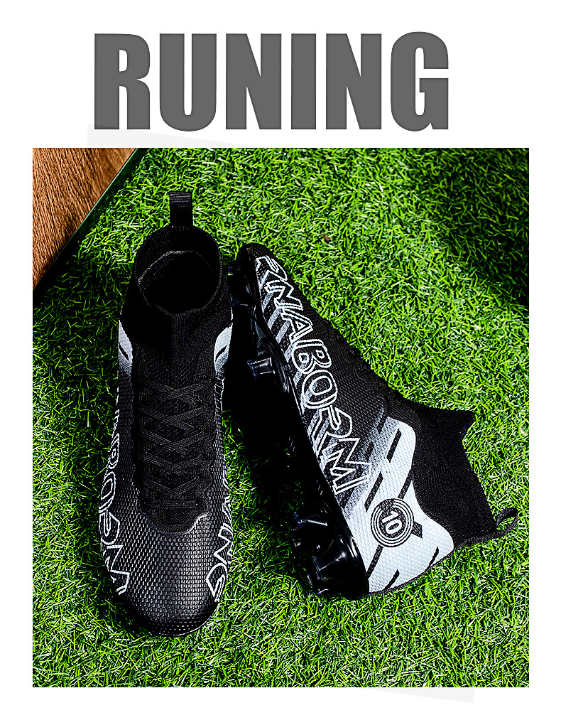 Autumn New High Top Long Men's and Women's Gold School Professional Training Broken Nail Football Shoes_voghion.com