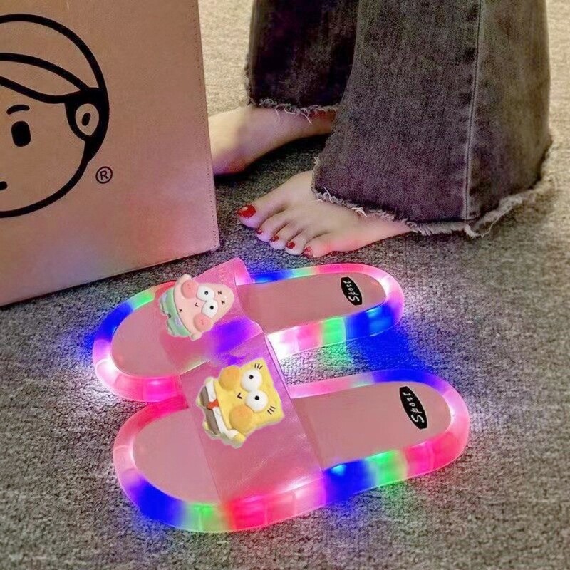 Internet Celebrity Luminous Crystal Slippers for Women, Cute Cartoon Student Shoes for Outer Wear, Non-Slip, Cool, One-Line Couple, Street Luminous Internet Celebrity Luminous Crystal Slippers for Women, Cute Cartoon Student Shoes for Outer Wear, Non-Slip, Cool, One-Line Couple, Street Luminous