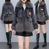 goods in stock Real shot Haining Fox Fur coat 2022 new pattern Mid length version cowboy Overcome overcoat
