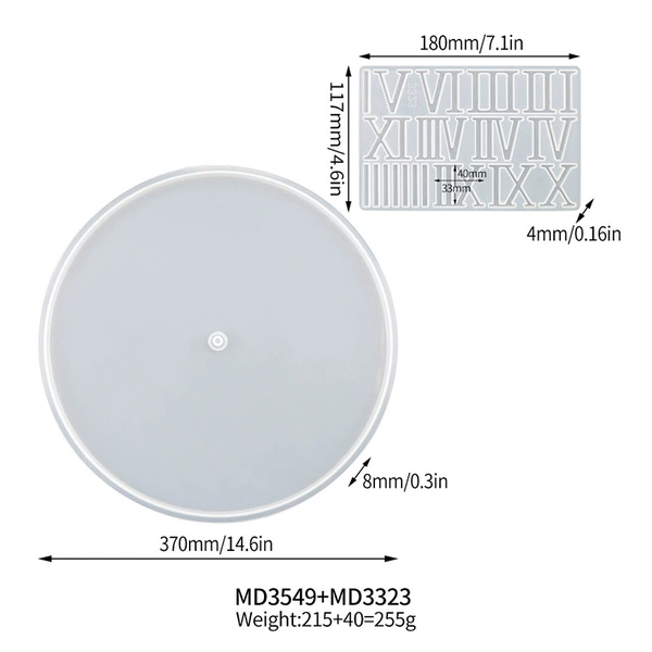 Большой круглый молд без цифр, римские цифры_MD3549, MD3323