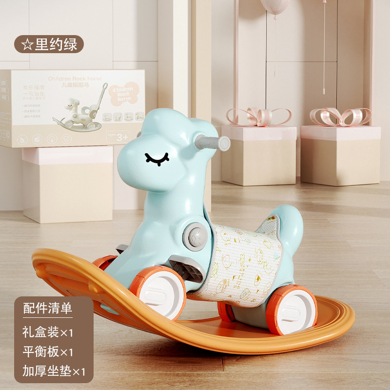 0-3 Juguetes de interior multifuncionales para bebés regalos de aniversario para niños 2 en 1 caballo de Troya mecedor
