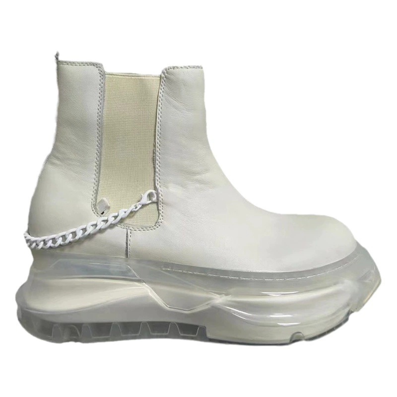 Осенние и зимние мужские ботинки до середины икры в европейском и американском стиле на толстой подошве, увеличивающей рост, из высококачественной телячьей кожи, модные мужские ботинки челси.