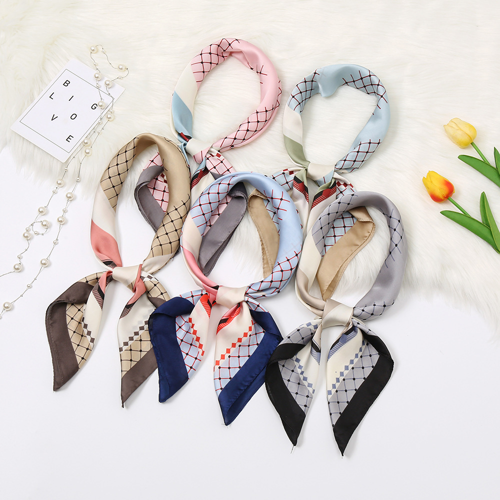 Women's Simple Style Color Block Satin Patchwork Silk Scarves display picture 1
