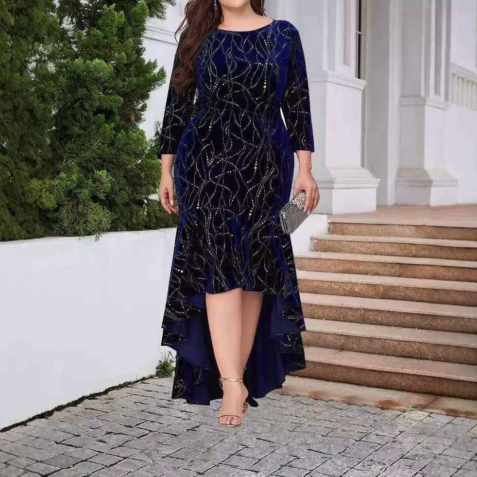 Velvet long dress, ebay, Amazon, plus size