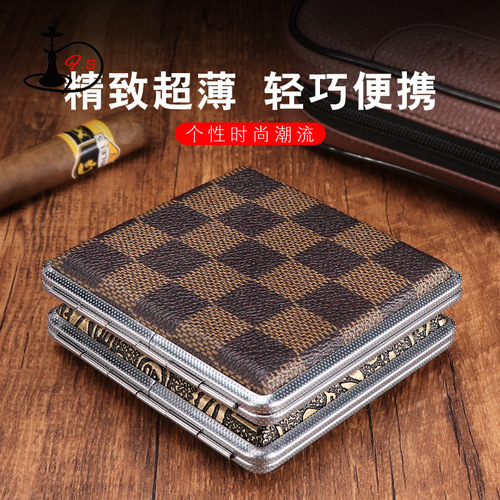 Portable Men's Cigarette Case 20 Pack, Exquisite Leather Cigarette Case, Ultra-Thin Creative Cigarette Case with Personalized Patterns, Wholesale