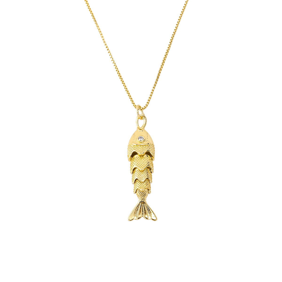 All Seasons Season Wholesale Jewelry IG Style Retro Fish Copper Box Chain Pendant Necklace