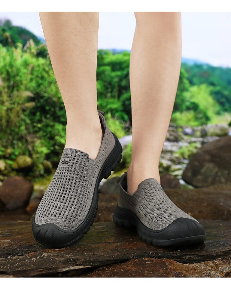 Giày nam lưới thoáng khí chân bè đế mềm chống trượt, kiểu giày lười cổ thấp — Màu nâu cà phê, màu xám, màu đen chi tiết 19